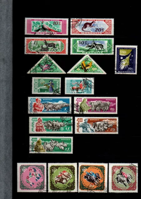 collection de plus de 260 timbres de Mongolie - nombreuses thématiques