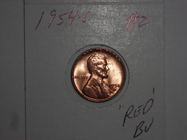 wheat penny 1954S NICE RED BU 1954-S LINCOLN CENT LOT #2 UNC RED LUSTER