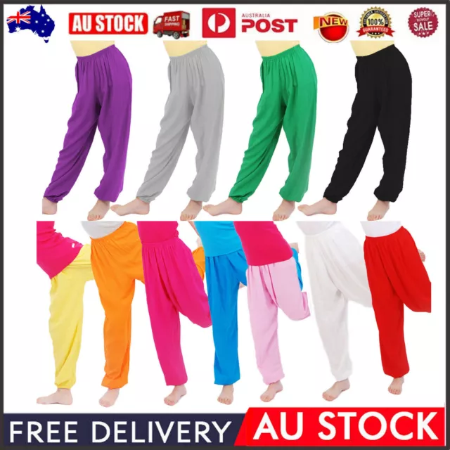 Boys Girls Plain Loose Harem Long Pants Bloomers Yoga Dance Sports Kids Trousers