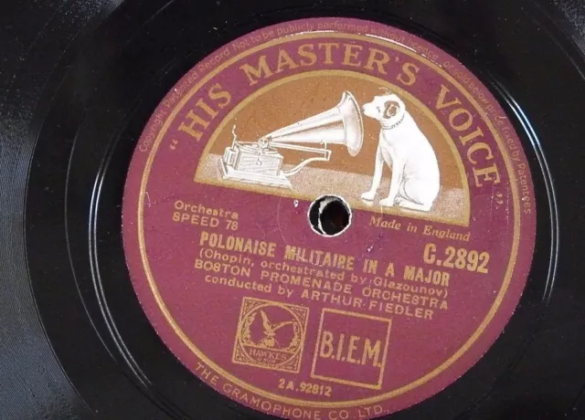 78rpm 12" BOSTON PROMENADE chopin polonaise militaire / sleeping beauty waltz