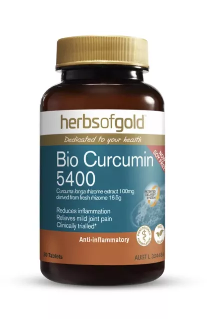 Herbs Of Gold Bio Curcumin 5400 30 Tabs / Turmeric Pain Relief Inflammation