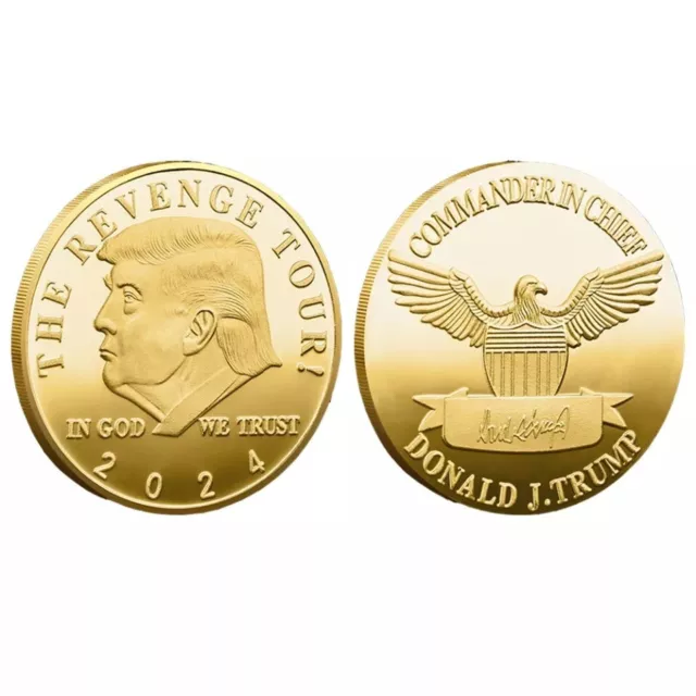 Donald Trump 2024 Gold Plated Coin Commemorative Collectible The Revenge Tour