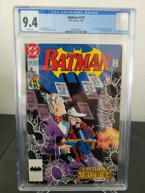 Batman #475 Cgc 9.4 Graded Dc Comics 1St Appearance Of Renee Montoya! Scarface!