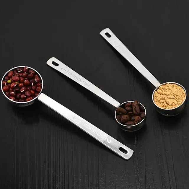 Stainless Steel Measuring Spoon Metal Round Head Long Handle Measuring Scoop