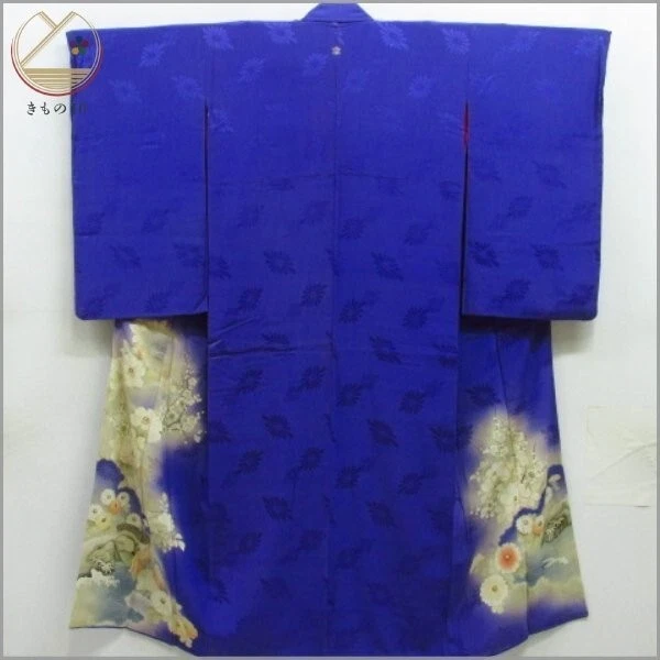 Gorgeous! Taisho Showa Antique Vintage Japanese azure Houmongi Kimono DUCKS