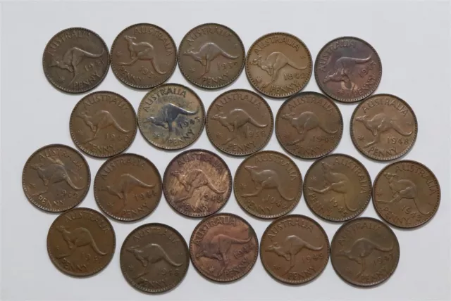 🧭 🇦🇺 Australia Penny's - 1930'S & 1940'S Lot B66 #32 Wh22