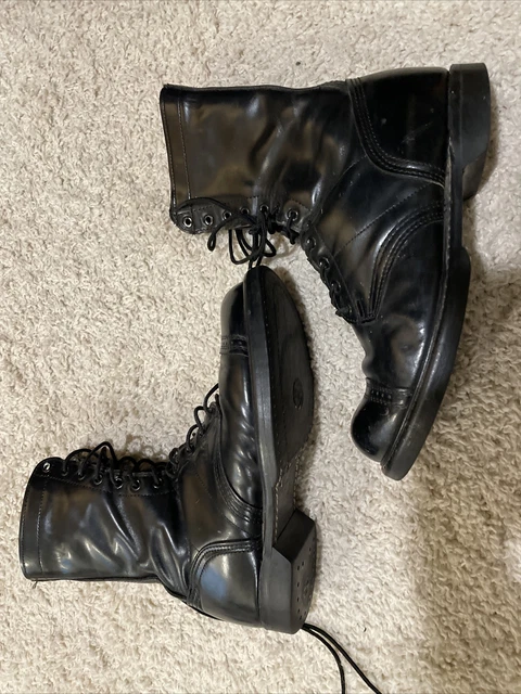 VINTAGE HH BRAND Black Leather Lace-up Jump Combat Boots  display picture 1
