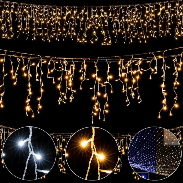 Guirlande lumineuse Rideau LED Filet lumineux 8 Fonctions Eclairage fêtes Noël