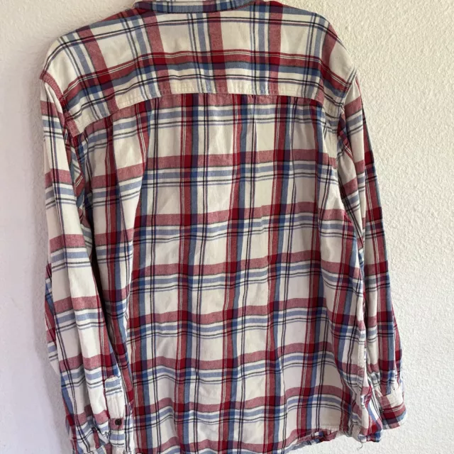 FADED GLORY FLANNEL Shirt Mens 2XL Red And Blue Check Button Down ...