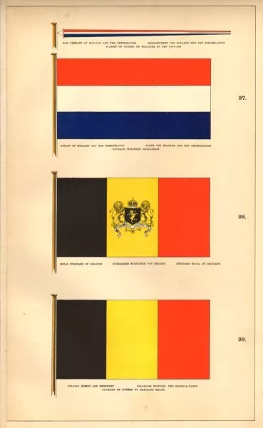 DUTCH/BELGIAN ROYAL FLAGS. War pennant ensign standard merchant Netherlands 1873