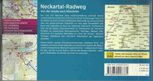 Radführer Neckartal-Radweg von der Quelle nach Mannheim 2021 Bikeline 368 km NEU 2