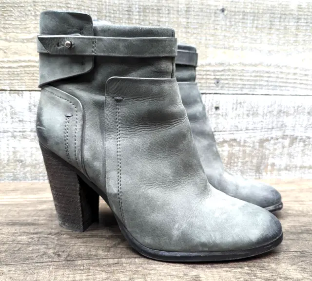 Vince Camuto Gray Nubuck Leather Ankle Boot Heels Women's Size 9 / 39 M