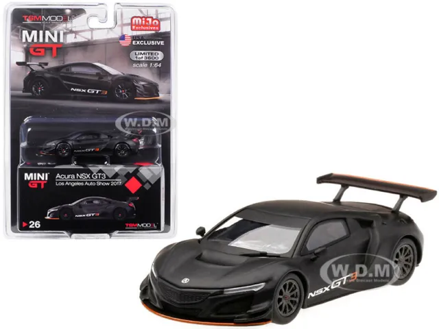 Acura Nsx Gt3 Matt Black Los Angeles Auto Show 1/64 Diecast Car By Tsm Mgt00026