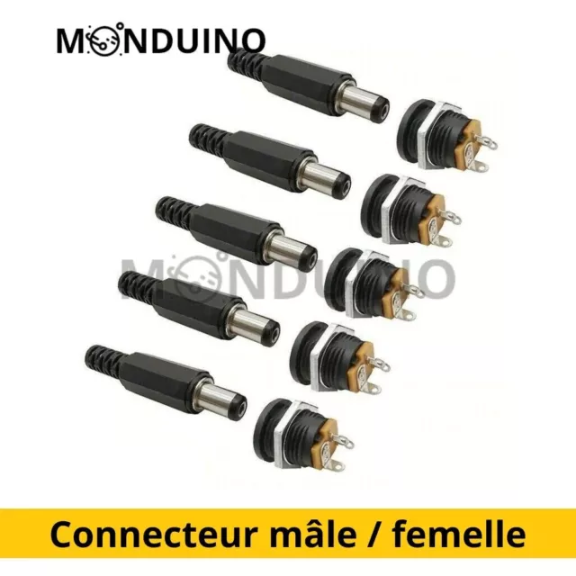 10 pièces (5 paires) DC-022 2,1x5,5 mm 12V 3A fiches mâles et femelle connecteur