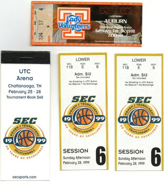 1998-2003 Tennessee Lady VOLS Ticket Stub Lot (15), PAT SUMMITT, SEC Tourney