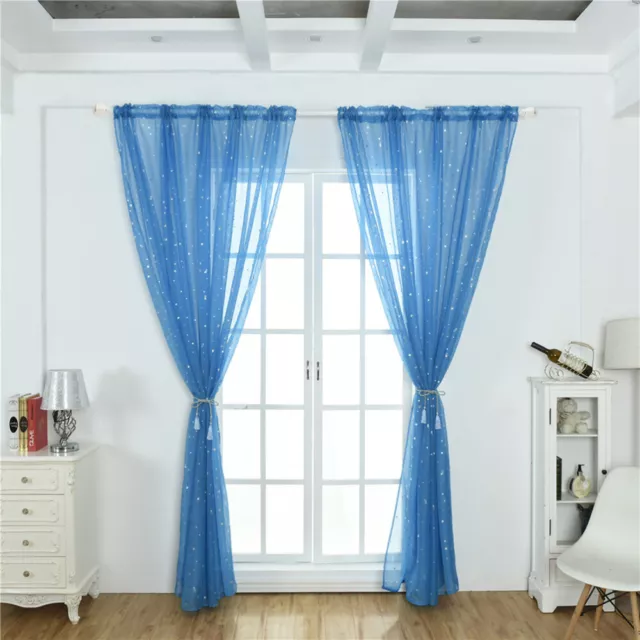 rod pocket panels drapes star curtains sheer Home Curtains Romantic Window for