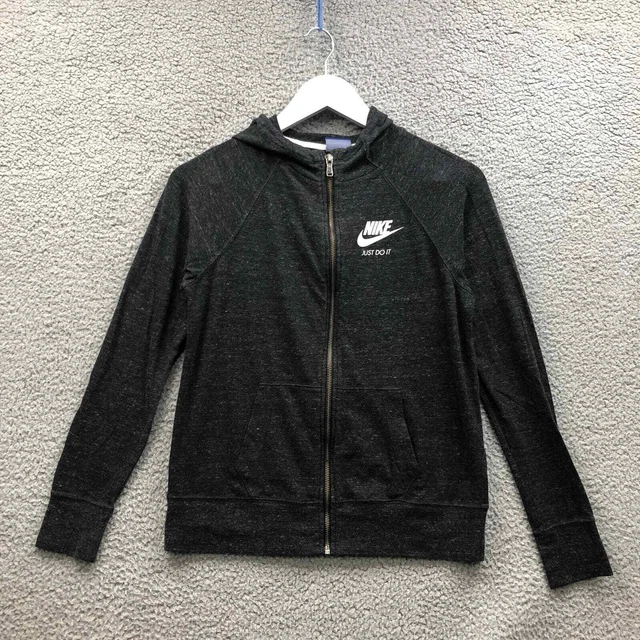 Nike Sportswear Gym Jacket Hoodie Girls Youth XL Long Sleeve Full Zip Logo Gray