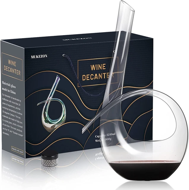 Decanter vino e perline detergenti a doppio beccuccio forma astratta n. 6 1240 ml **NUOVO**
