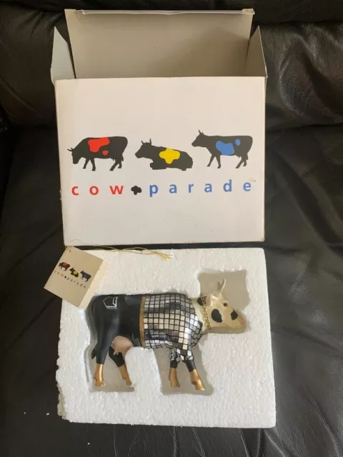 Cow Parade DISCO COW Figurine #9134 by Westland from 2001 with Tag and Box