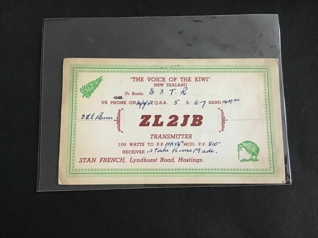 Vintage QSL Radio communication card 1952 New Zealand R37804
