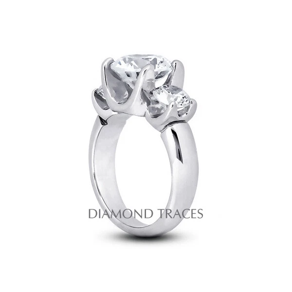0.87ct G-VS2 Round Natural Certified Diamonds 18k Gold Classic Three Stone Ring
