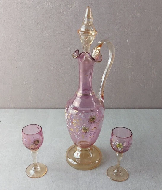 LEGRAS 1 verre à bière ART NOUVEAU décor émaillé 12,5cm Collection Table Service