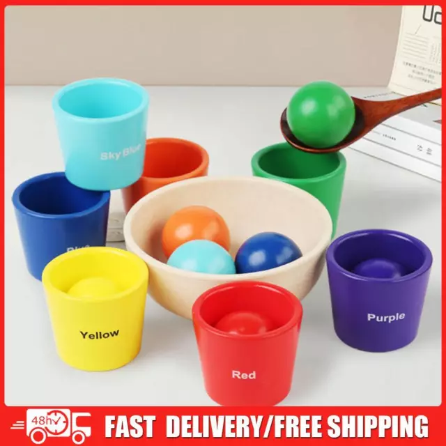 Rainbow Balls in Cups Color Match Toys 1.57inch 7 Balls for 2+ Year Old Kids
