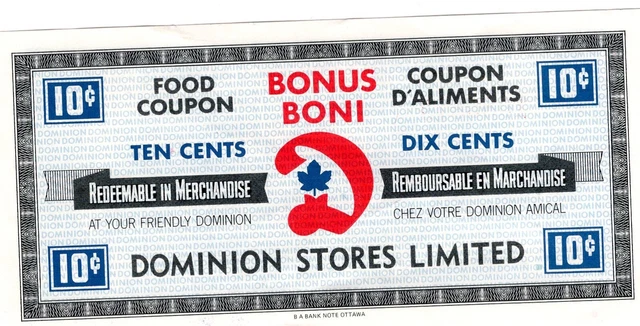 Dominion Stores Trade Dollar - 10 Cents - Food Coupon - Canada - Uncirculated