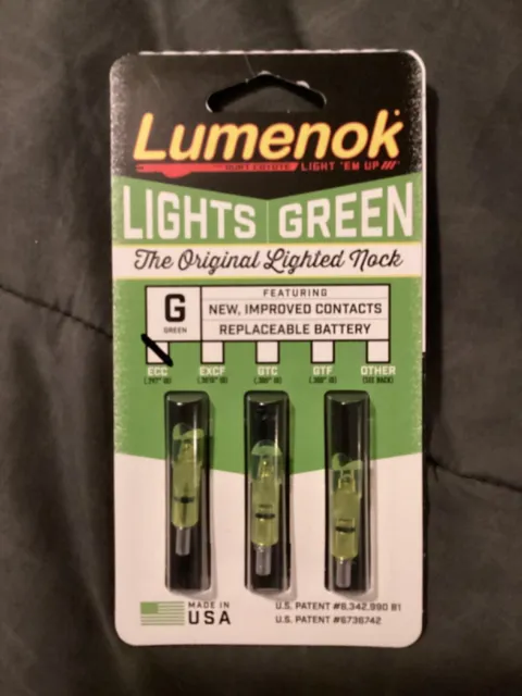 Lumenok Burt Coyote Lighted Nocks Green S-Nocks 3-Pack SL3G NEW IN PACKAGE