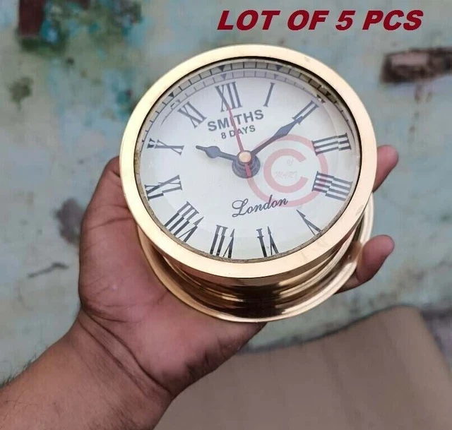 Lot De 5 Pcs En Laiton Vintage Ship's Wall Clock Nautical Marine Royal...
