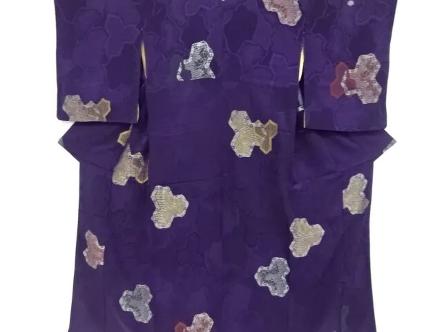 84331# Japanese Kimono / Antique Kimono / Urushi / Bishamon Kikko / Woven Flower