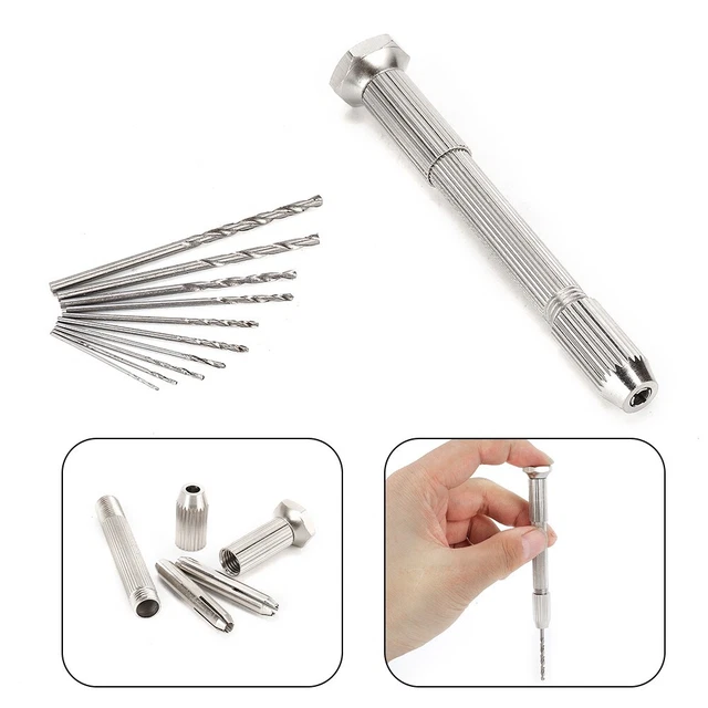 Mini-Hand Drill With Keyless Chuck+10Pcs 0.8-3.0mm HSS Drill Bits For DIY Tool