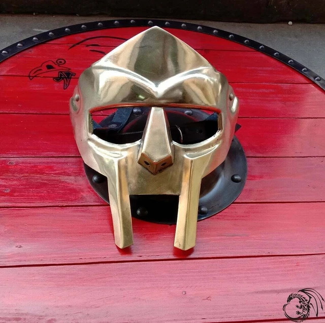 Handmade MF Doom Gladiator Mask Mad-villain Golden Finish Brass Face Armour Gift