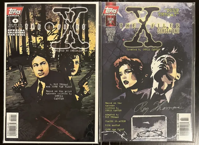The X-Files #0 & Season One #1 Both Signed Roy Thomas w/CoAs (Topps) VF Xfiles