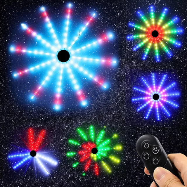 LED Firework Fairy Lights RGB Hanging Lamp Christmas Garden Wedding Decor Remote