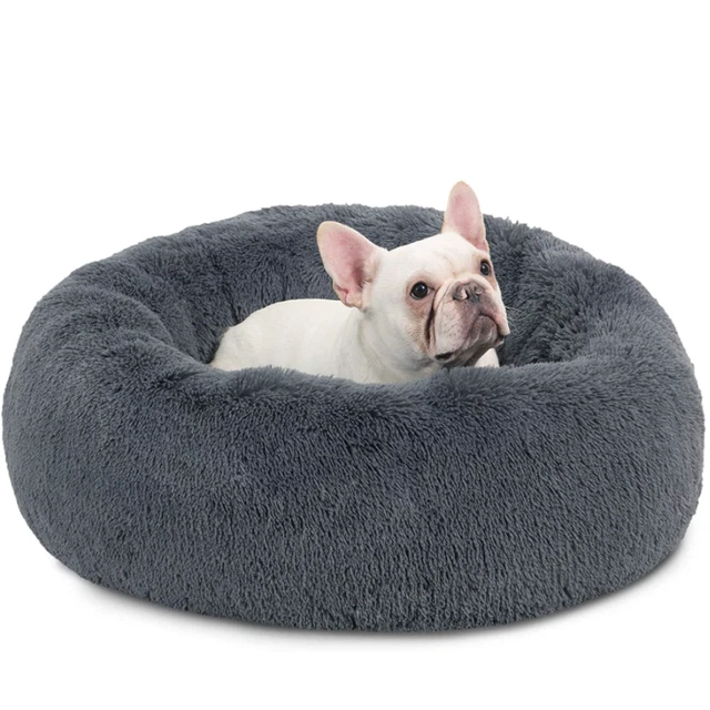 Donut Plush Pet Dog Cat Bed Fluffy Soft Warm Calming Bed Sleeping Kennel 2