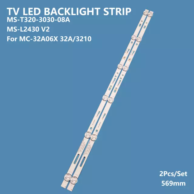 Kit 2 Barre Strip 6 Led Tv Akai Ms-L2430-V2 Mc-32A06X Ms-T320-3030-08A 32A/3210