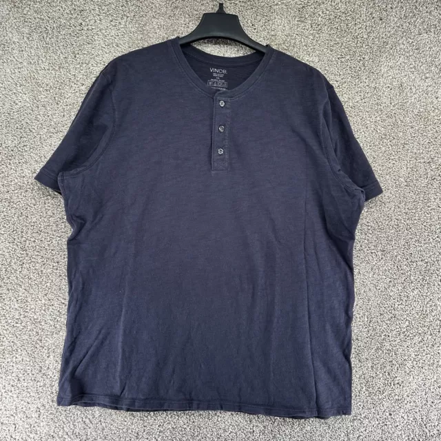 Vince Henley Shirt Mens 2XL Blue Casual Short Sleeve Stretch Cotton