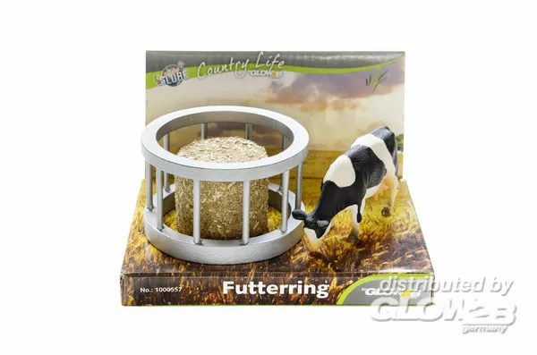 Kids GLOBE FARMING 1000557 Futterring mit Ballen und Kuh, 1:32