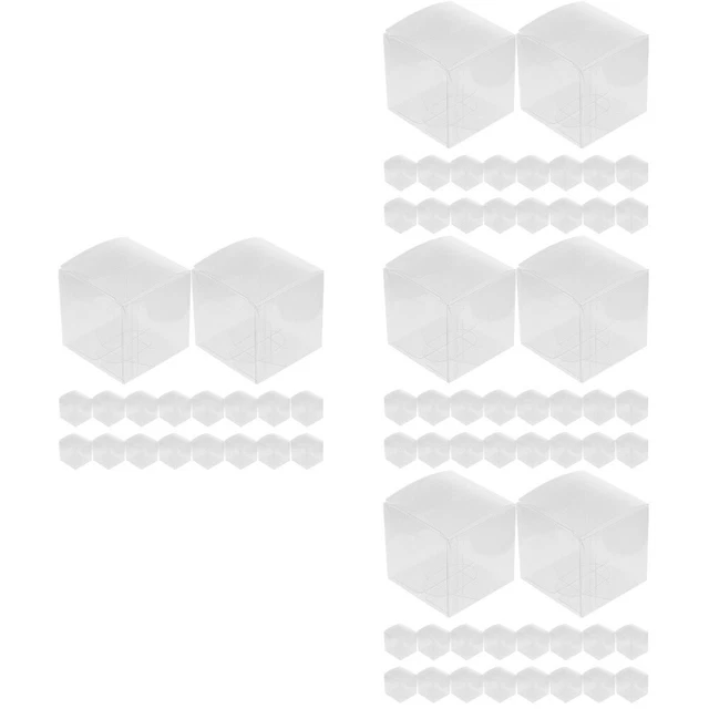 50 Scatole Portaconfetti In PVC Trasparente – 6x6x6 Cm, Automatiche E Pieghevoli, Per Bomboniere E Regalini