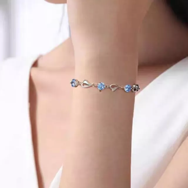 Pulseras para Mujeres Corazón Cadena Eslabones Ajustable Cristal Brillante Prom 3