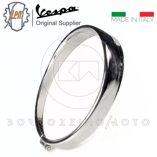 Ghiera Cromata Siem Cornice Faro Fanale Anteriore Per Piaggio Vespa 50 R/L/N