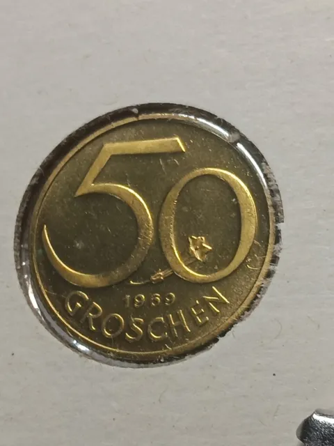 1969  Austria 50 Groschen Coin PROOF  ( Low Mintage )  Rare World Coin   N/206