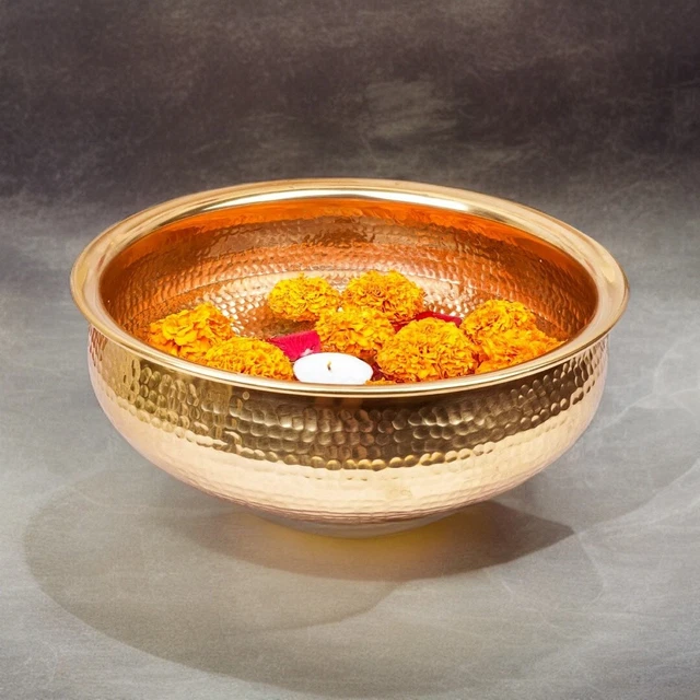 Brass Urli Hammered Design Decorative Bowl For Home Decor & Festive Item