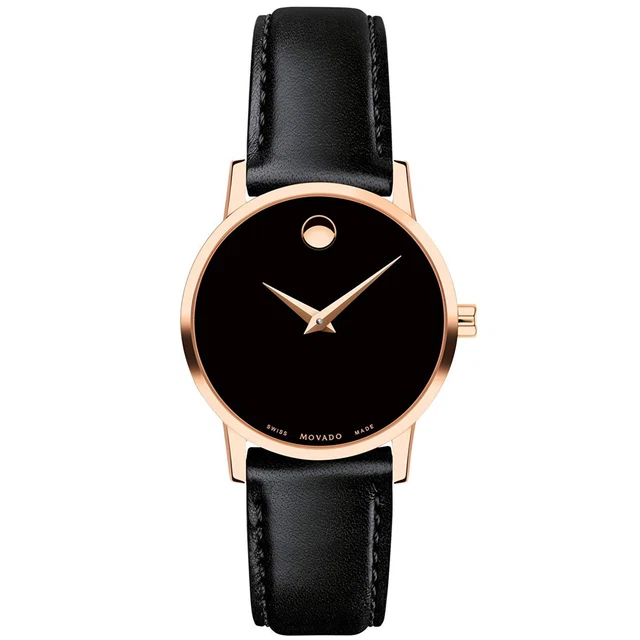 Movado Orologio Donna Museo Classico Cassa Colore Oro Rosa Cinturino Quadrante Nero 0607320