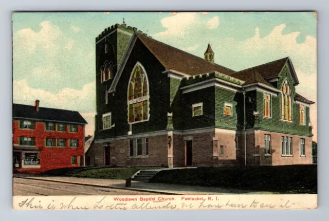 Pawtucket RI-Rhode Island, Woodlawn Baptist Church, Vintage c1907 Postcard