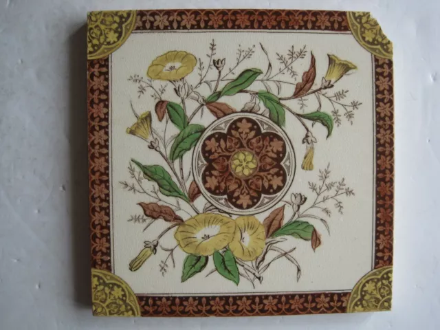 Antique Victorian Malkin Edge Print & Tint Floral (Volvus) Tile