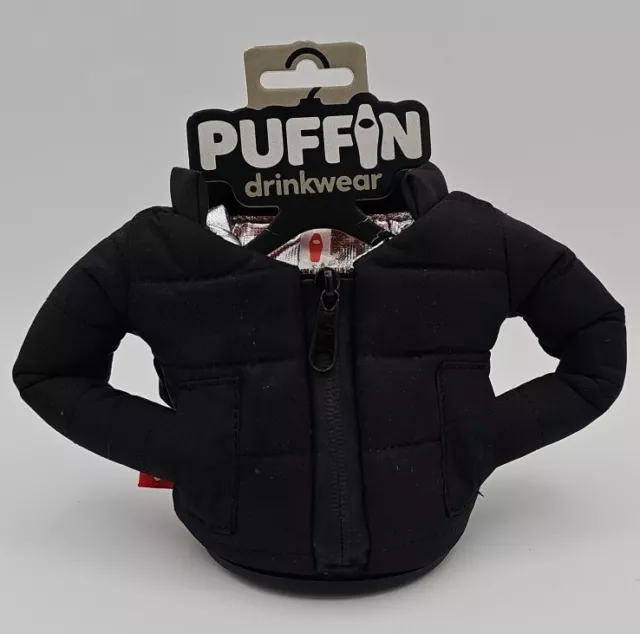 🙂 Puffin - The Puffy Beverage Jacket, Enfriador de latas aisladas (Negro) 2