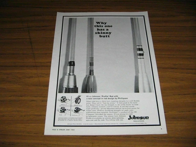 1964 Print Ad Johnson Profile Fishing Rods Phillipson & Reels Mankato,MN
