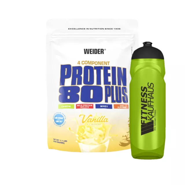 (57,80 EUR/kg) Weider Protein 80 Plus 500g Eiweiss + Trinkflasche